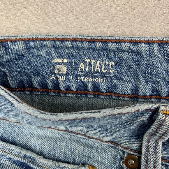 G Star Mens Pants 33 Blue Denim Jeans Attacc Straight Rigid Zip Pocket 33x28 - Picture 6 of 16